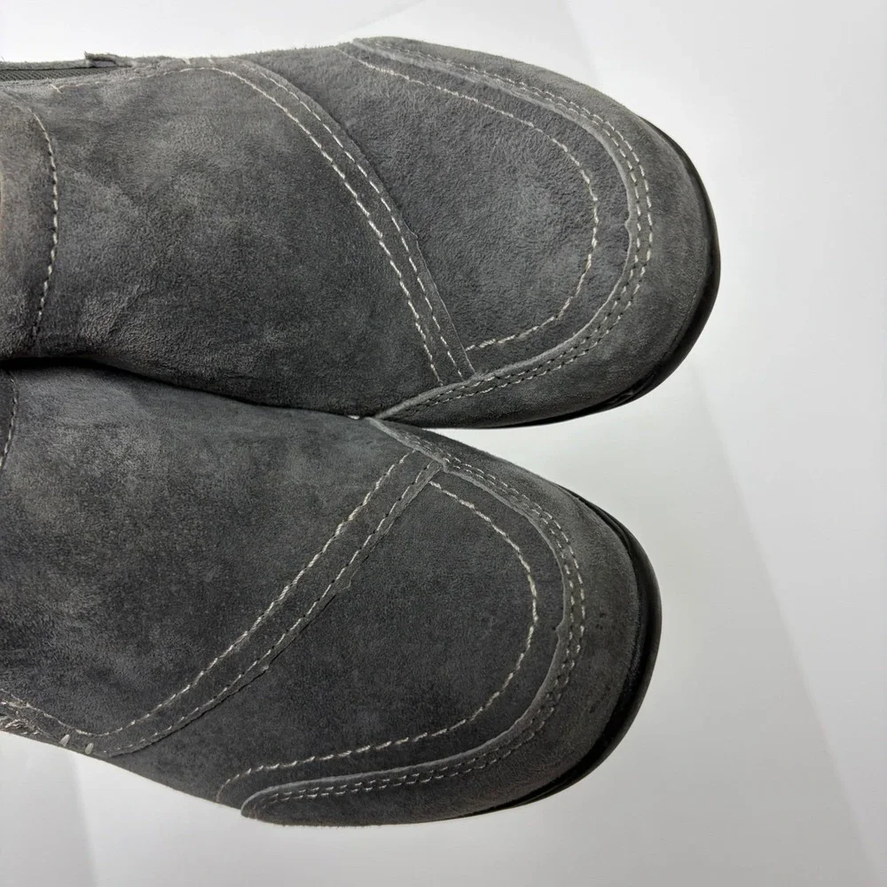 Earth Origins Dina Womens Gray Suede Leather Slip On Loafers Size 7.5 M